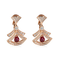 Bvlgari Divas Dream Openwork Ruby & Diamond Earrings in 18k Rose Gold 1.48 Ctw