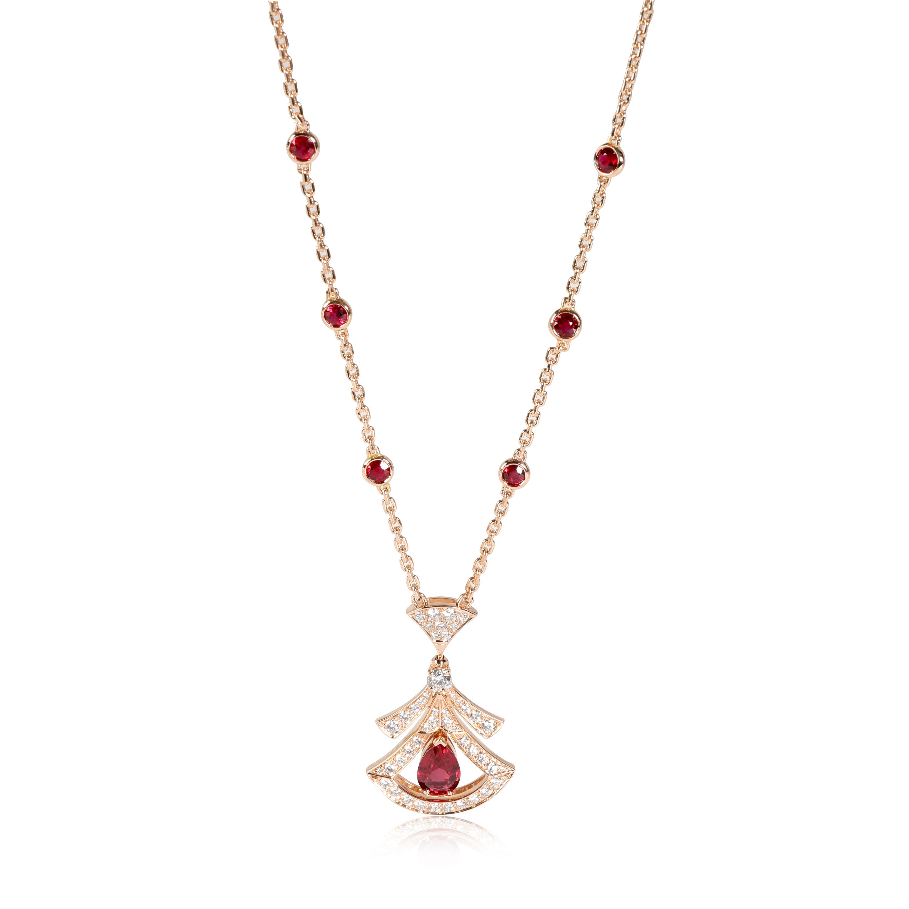 Rose gold DIVAS' DREAM Necklace with 1.01 ct Rubies,Pink Sapphires