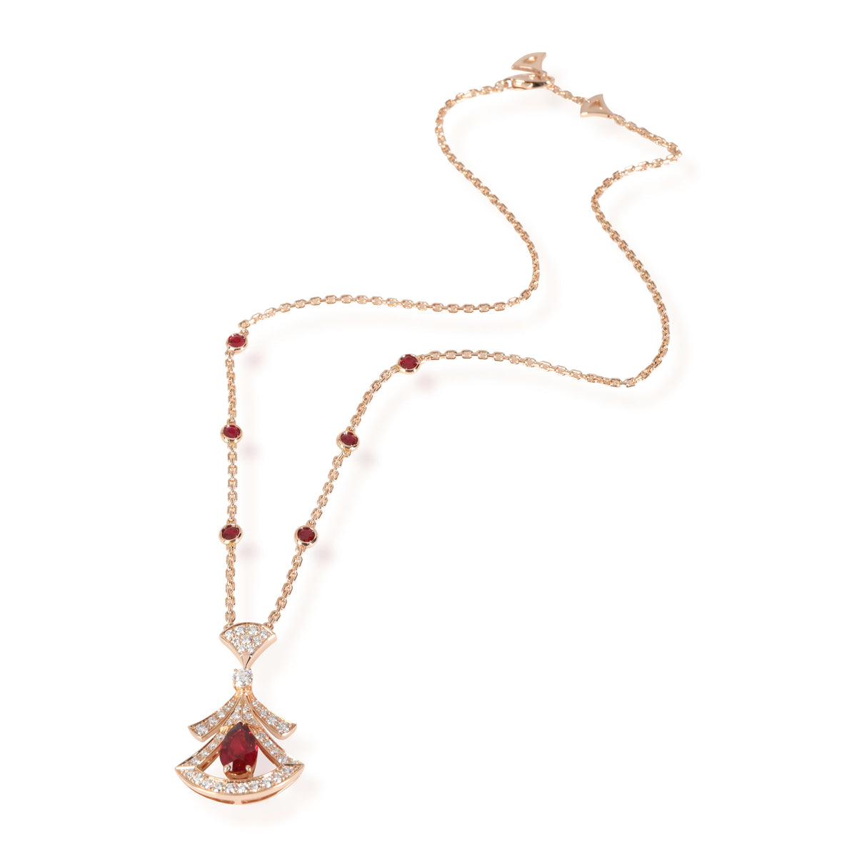 Rose gold DIVAS' DREAM Necklace with 1.01 ct Rubies,Pink Sapphires