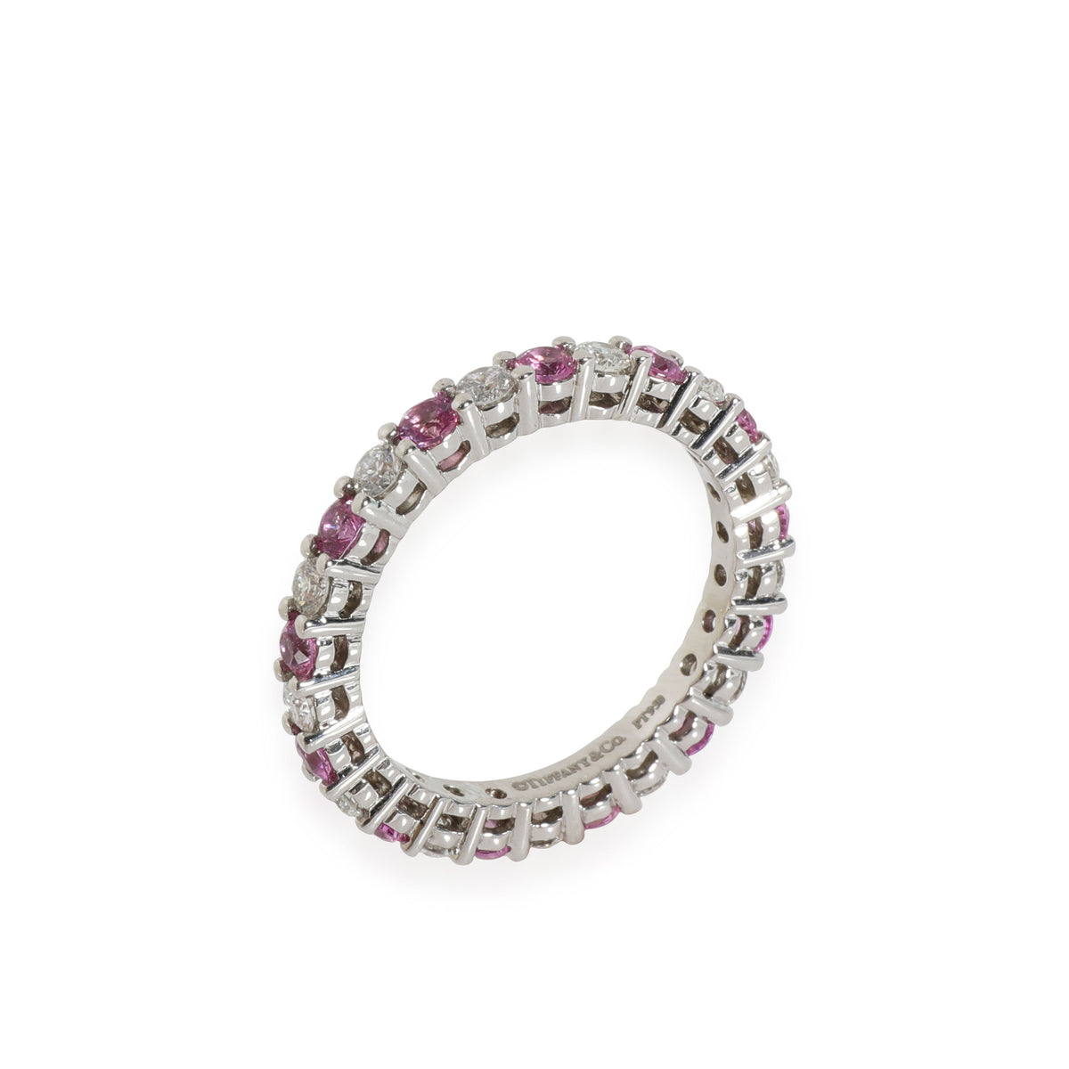 Tiffany & Co. Sapphire Diamond Band in 950 Platinum Pink 0.39 CTW