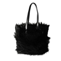 Prada Black Faux Fur Fabric Tote