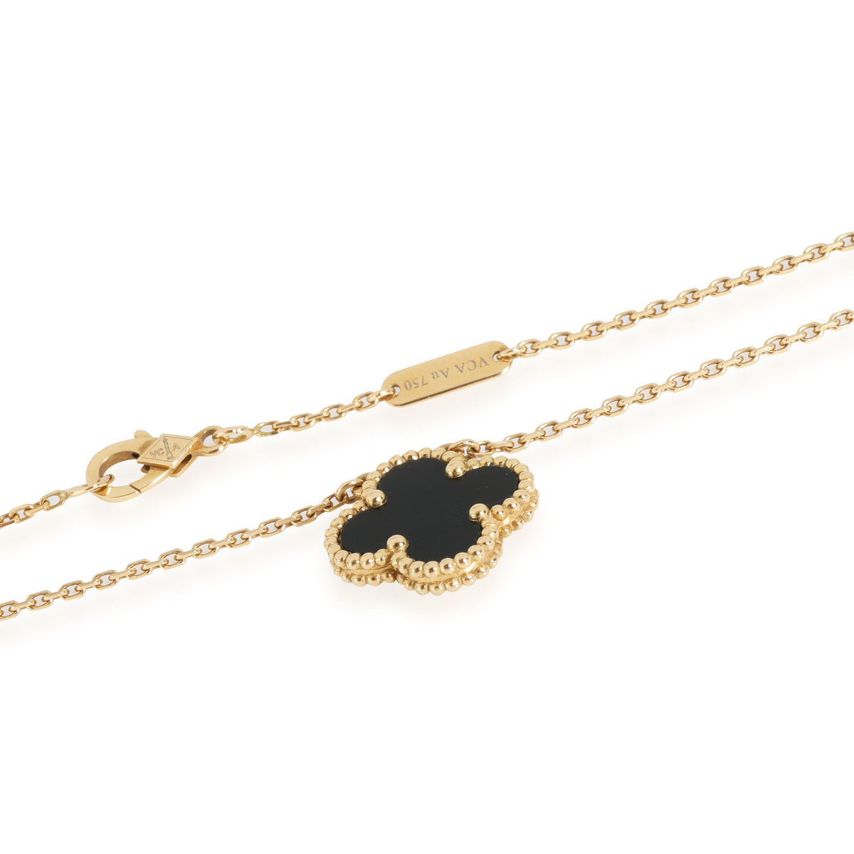 Van Cleef & Arpels Alhambra Onyx Pendant in 18k Yellow Gold Black