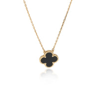 Van Cleef & Arpels Alhambra Onyx Pendant in 18k Yellow Gold Black