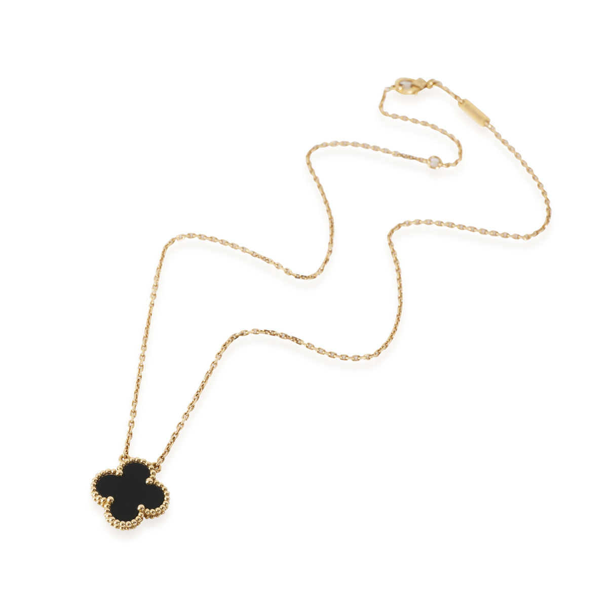 Van Cleef & Arpels Alhambra Onyx Pendant in 18k Yellow Gold Black