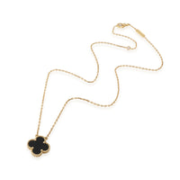 Van Cleef & Arpels Alhambra Onyx Pendant in 18k Yellow Gold Black