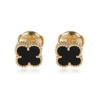 Van Cleef & Arpels Sweet Alhambra Onyx Earrings in 18k Yellow Gold