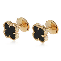 Van Cleef & Arpels Sweet Alhambra Onyx Earrings in 18k Yellow Gold