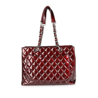 Chanel Burgundy Quilted Patent Leather Grand Shopping Tote