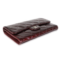 Chanel Burgundy Quilted Patent Leather Medium Flap Wallet