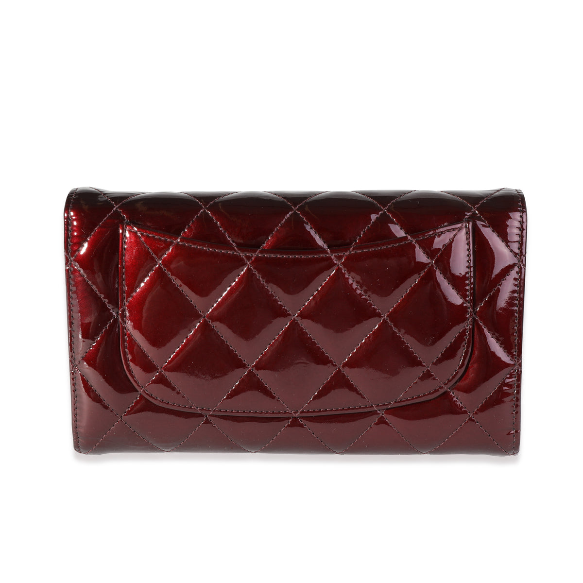 Chanel Burgundy Quilted Patent Leather Medium Flap Wallet