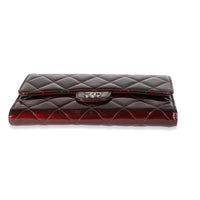 Chanel Burgundy Quilted Patent Leather Medium Flap Wallet