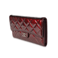 Chanel Burgundy Quilted Patent Leather Medium Flap Wallet