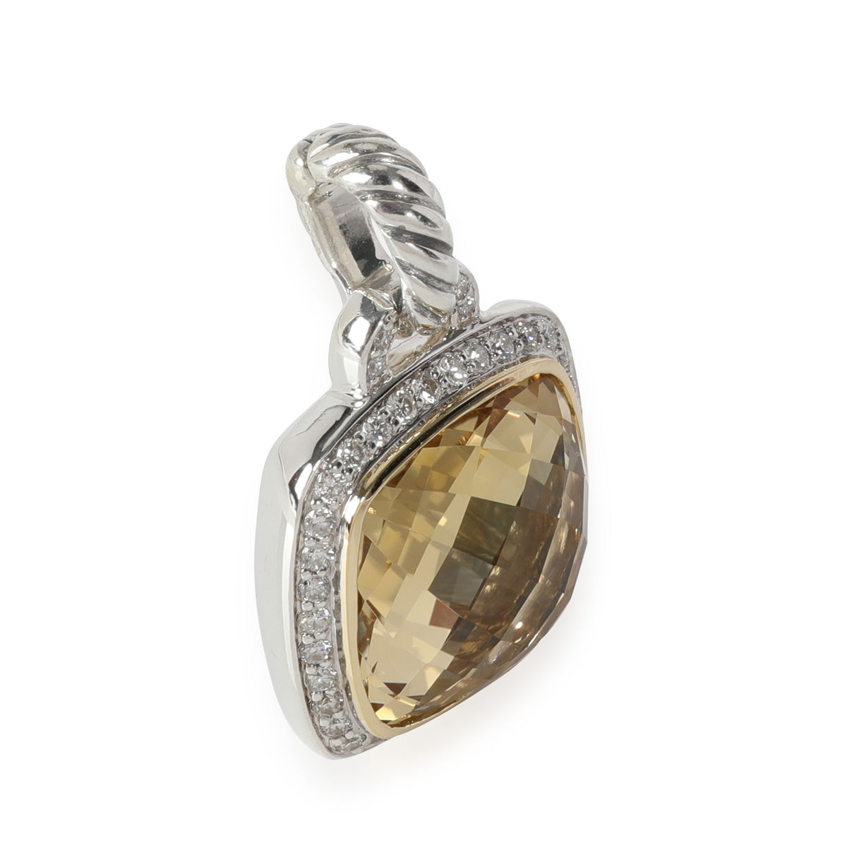 David Yurman Albion Citrine Diamond Pendant Enhancer, 18k Gold/Sterling 0.32 CT