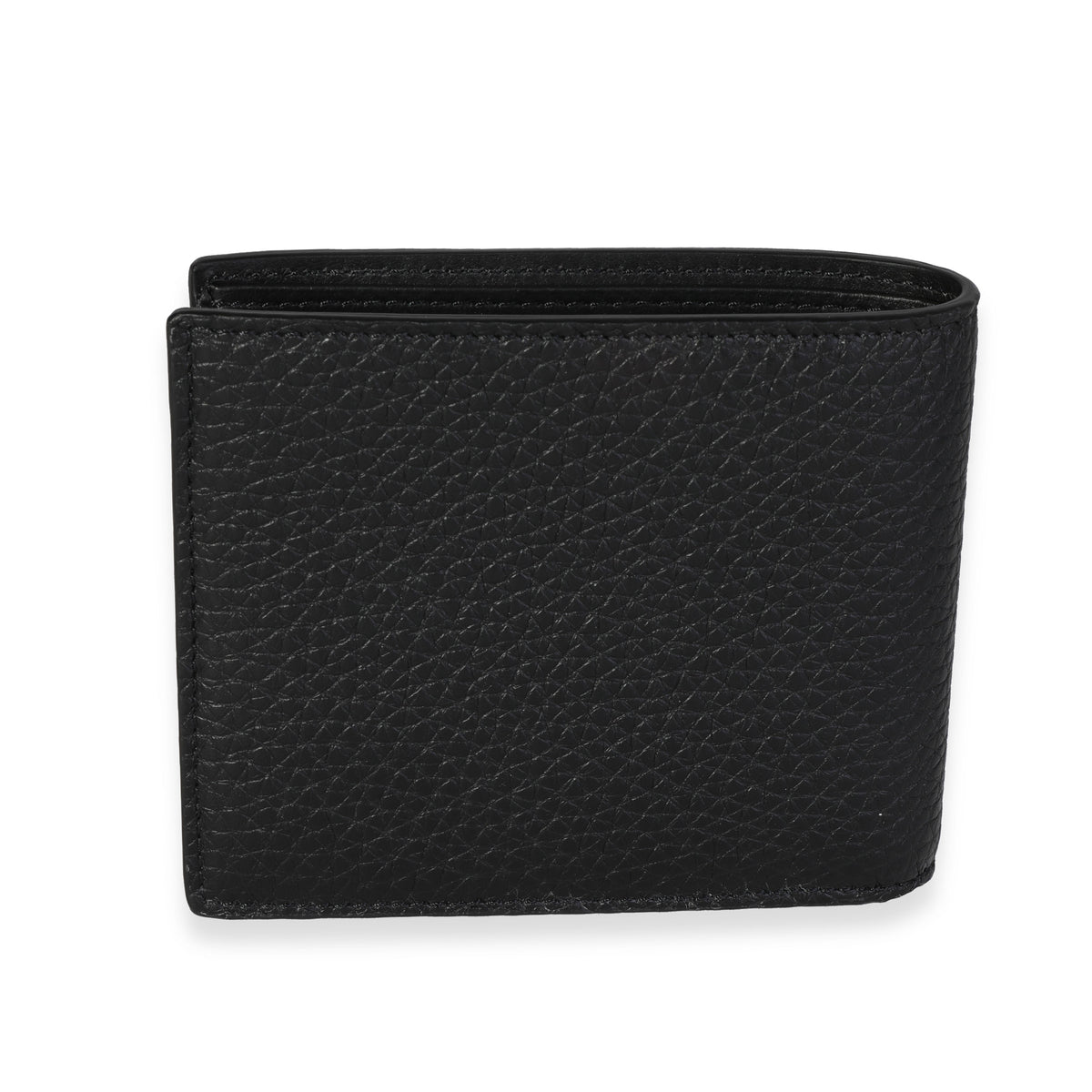 Versace Black & Lemon Medusa Print Grained Leather Bifold Wallet