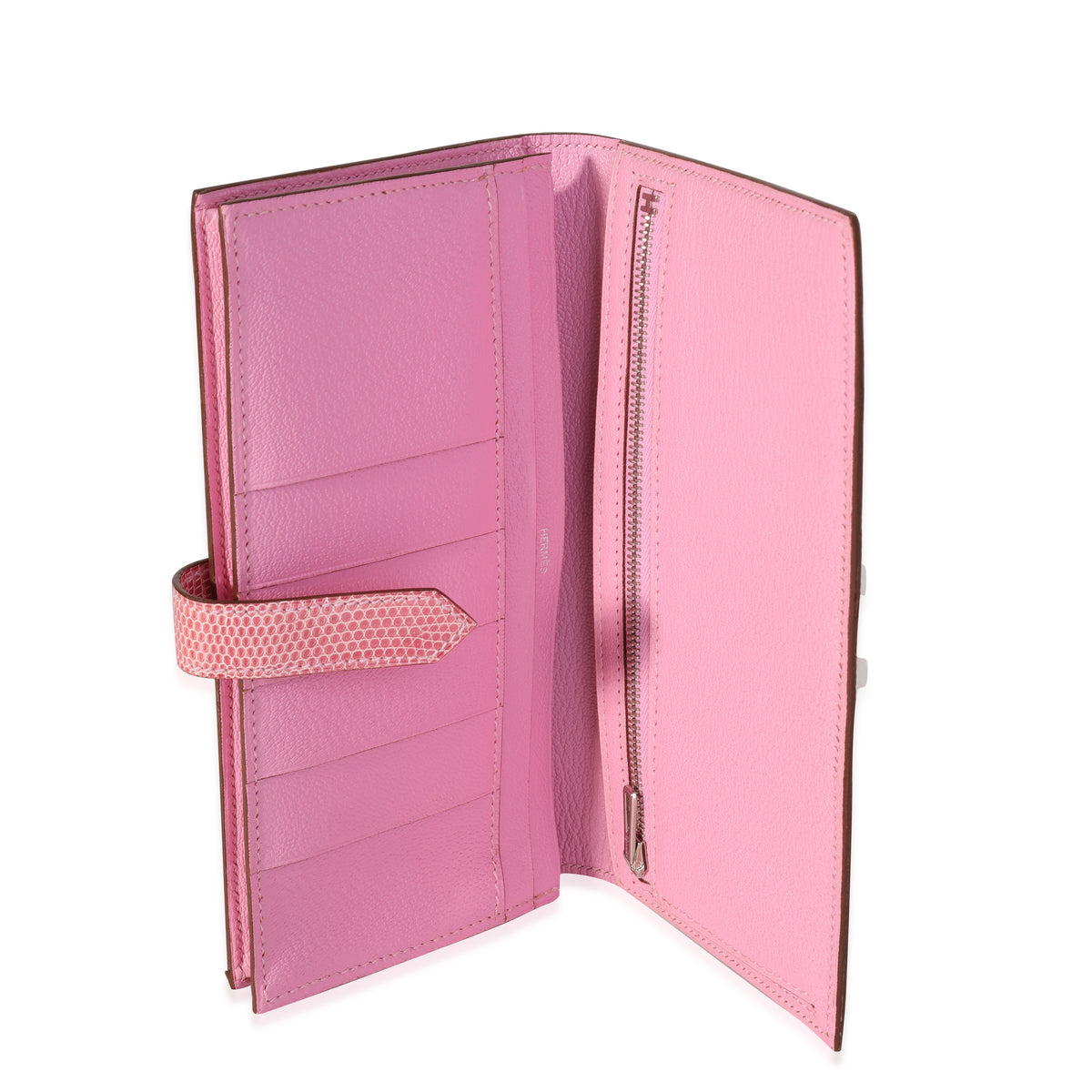 Hermès Rose Lizard Bearn Wallet PHW