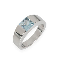 Cartier Tank Aquamarine Gemstone Ring in 18k White Gold