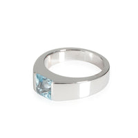 Cartier Tank Aquamarine Gemstone Ring in 18k White Gold