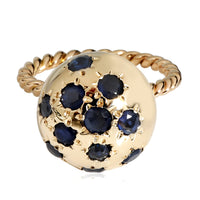 Sapphire Dome Ring Braided Band in 14k Yellow Gold