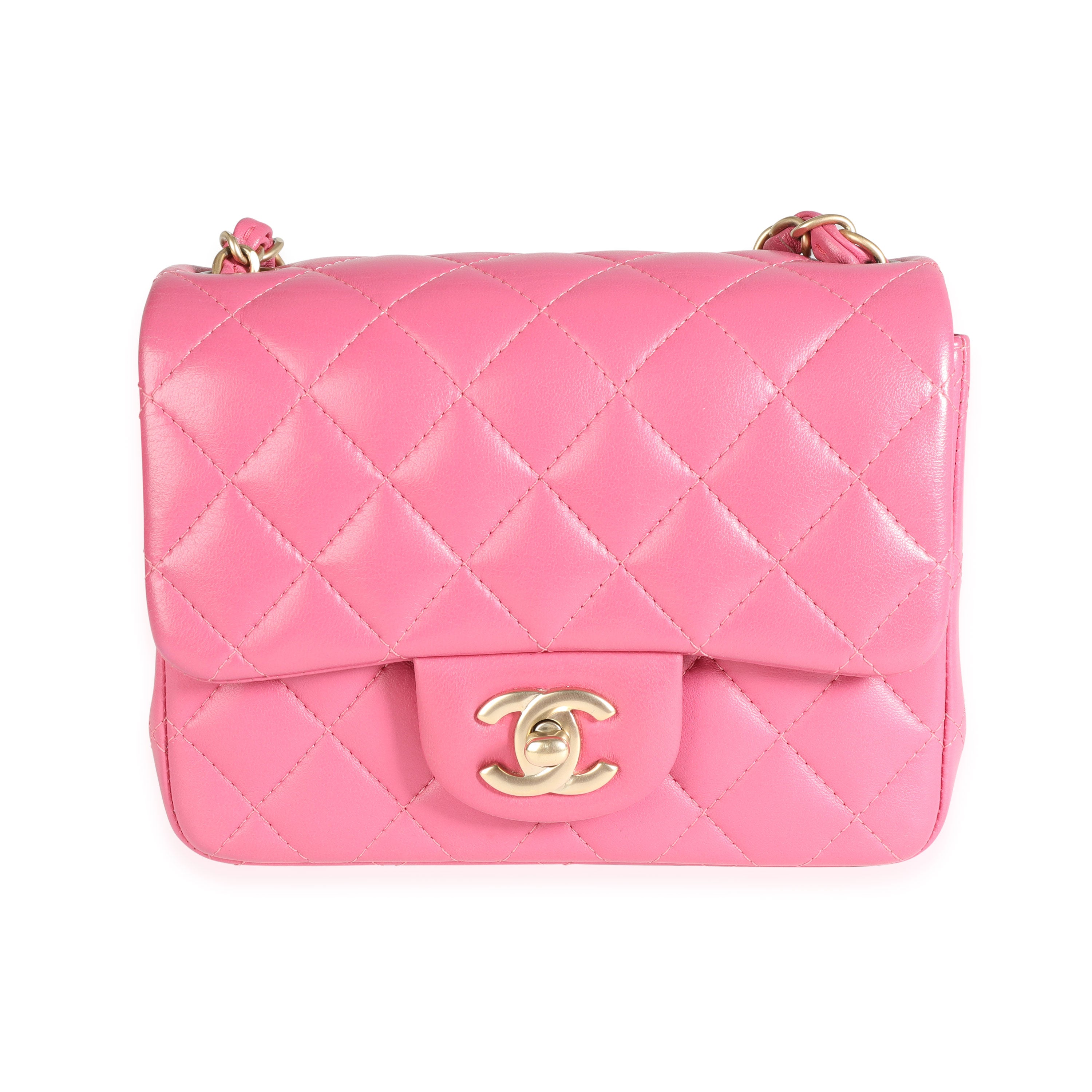 Chanel Pink Quilted Lambskin Square Mini Classic Flap Bag, myGemma