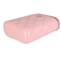 Chanel Pink Quilted Caviar Small Vertical Vanity Case