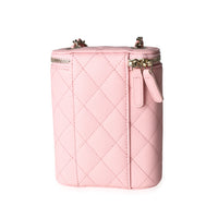 Chanel Pink Quilted Caviar Small Vertical Vanity Case