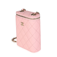 Chanel Pink Quilted Caviar Small Vertical Vanity Case