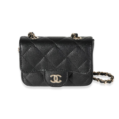 Chanel Black Quilted Caviar Classic Mini Chain Belt Bag