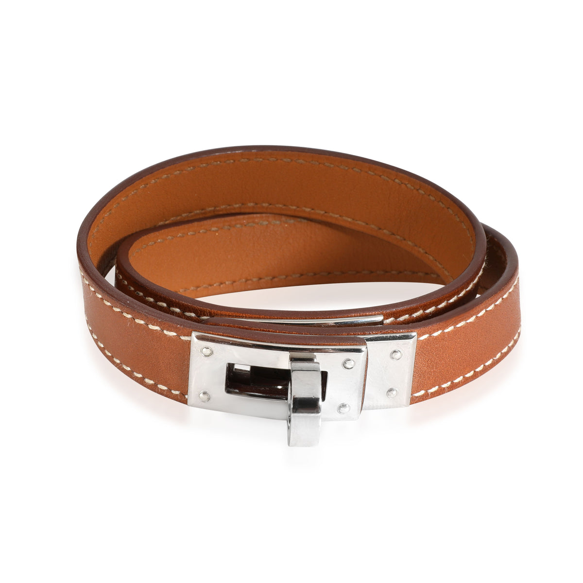 Hermes Kelly Double Tour Bracelet in Caramel Leather