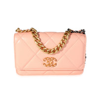 Chanel Orange Claire Quilted Lambskin Chanel 19 WOC
