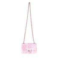 Chanel Pink & White Tweed Mini Rectangle Classic Flap