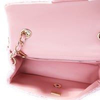 Chanel Pink & White Tweed Mini Rectangle Classic Flap