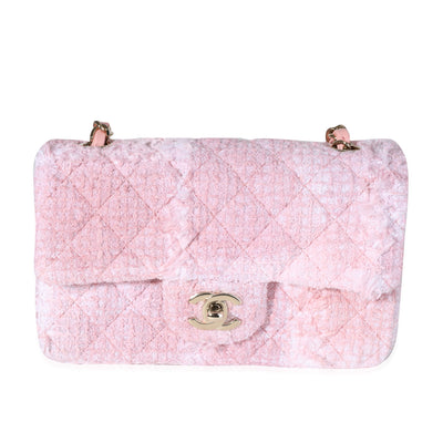 Chanel Pink & White Tweed Mini Rectangle Classic Flap