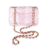 Chanel Pink & White Tweed Mini Rectangle Classic Flap