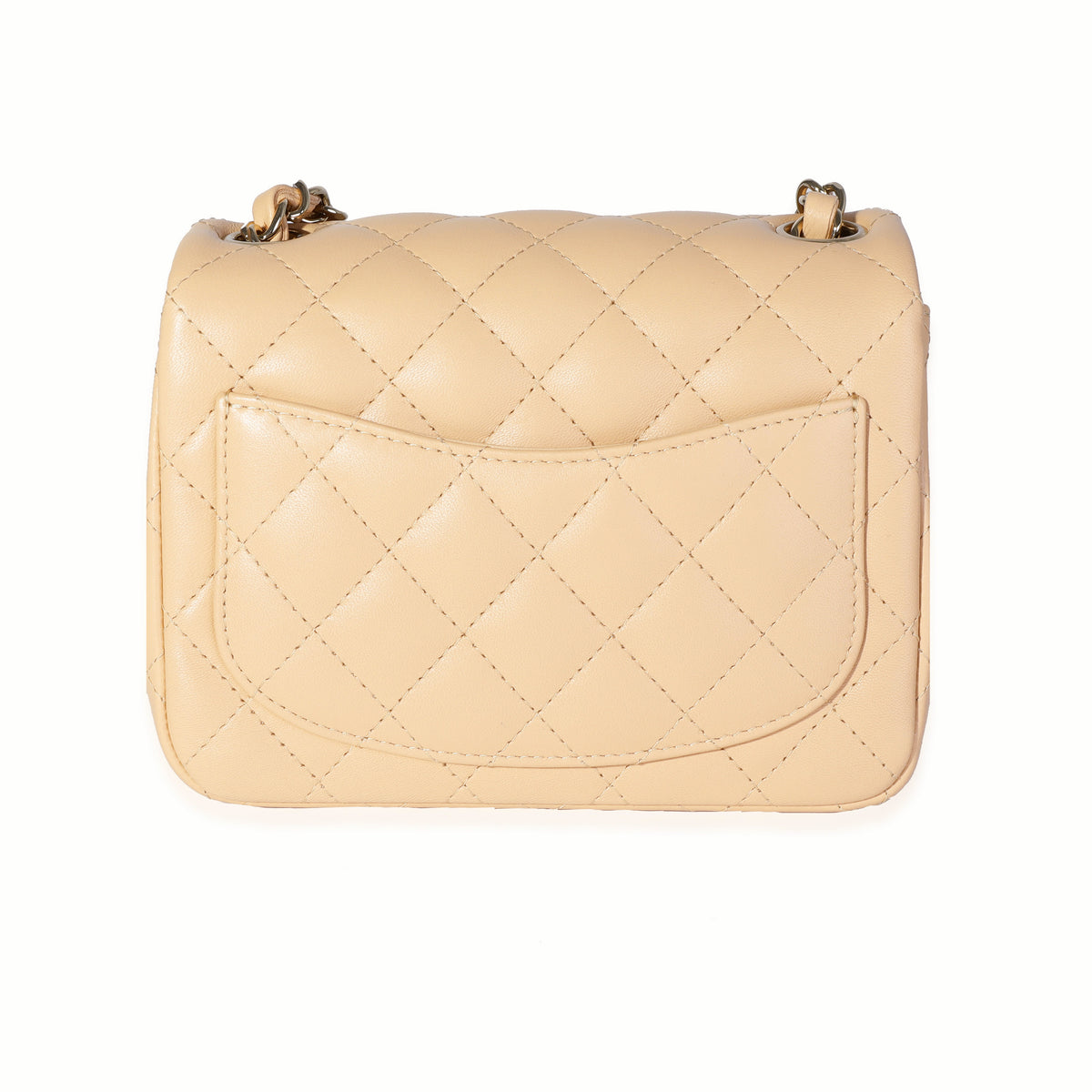 Chanel Beige Quilted Lambskin Mini Square Classic Flap Bag