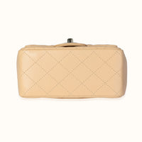 Chanel Beige Quilted Lambskin Mini Square Classic Flap Bag