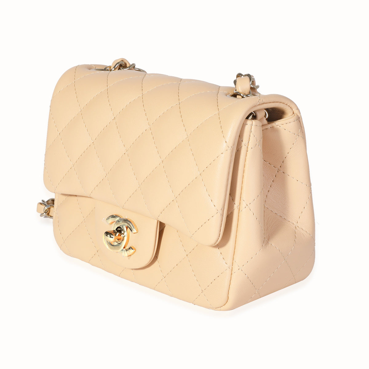 Beige Quilted Lambskin Classic Flap Backpack