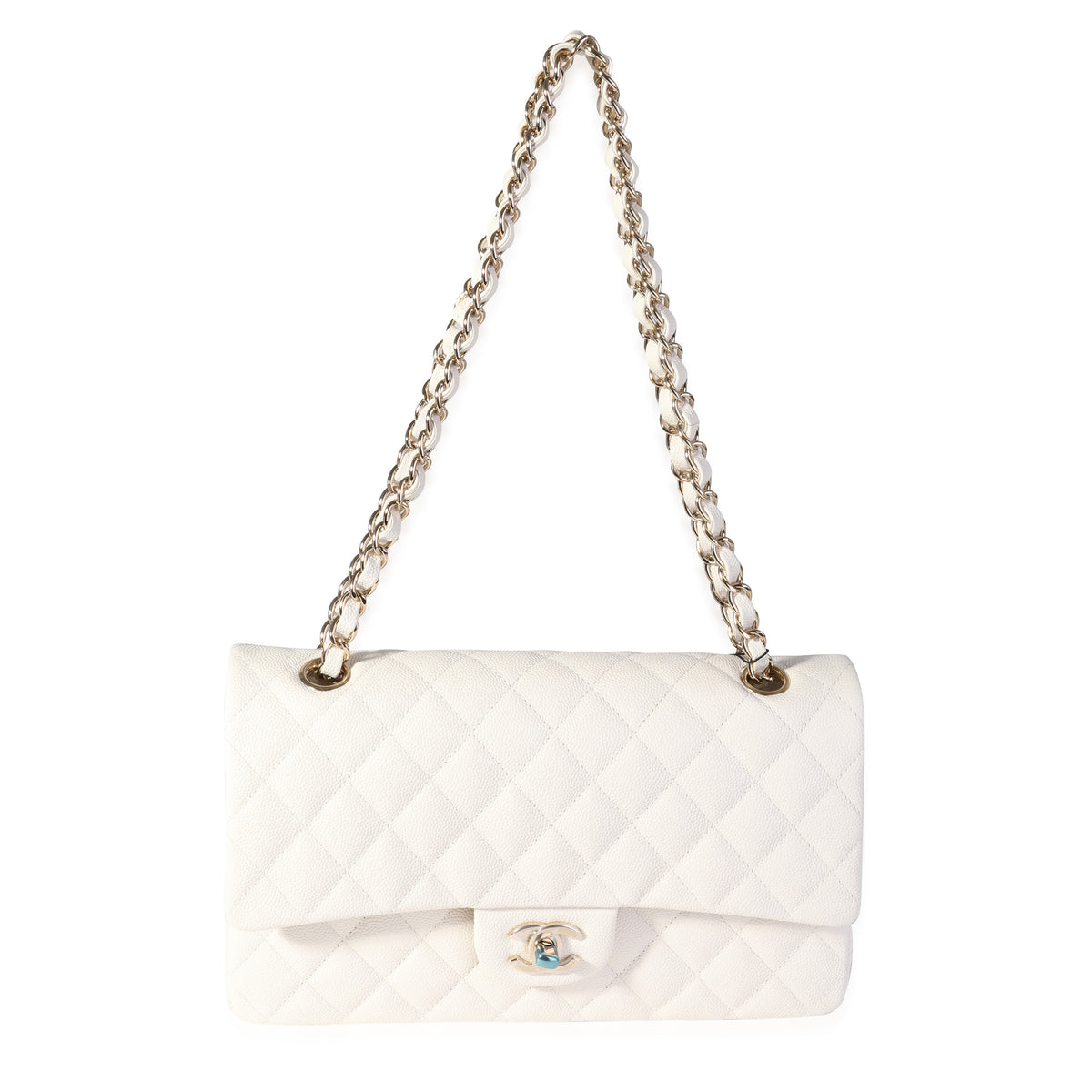 Chanel White Quilted Caviar Medium Classic Double Flap Bag myGemma Item 116650