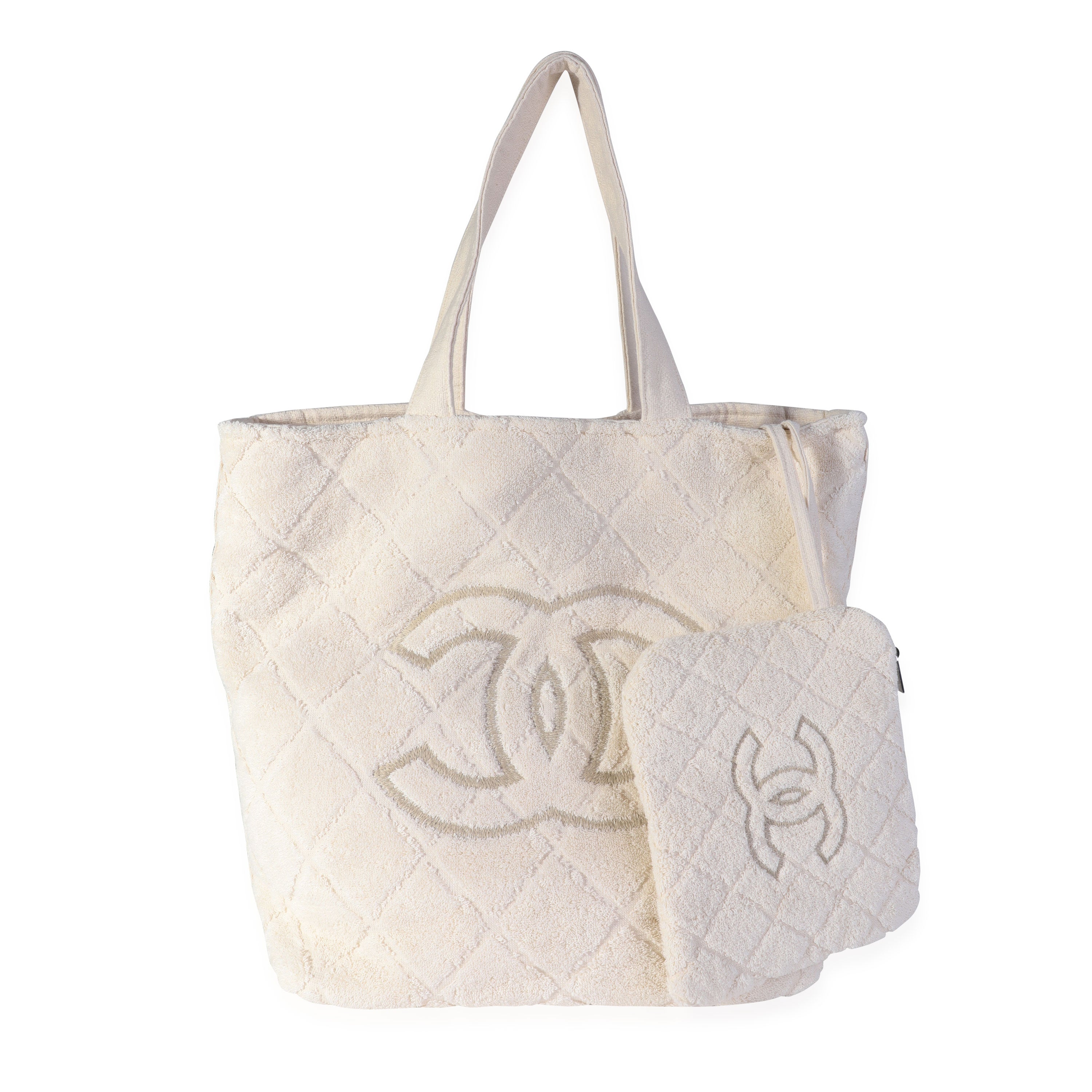 Chanel Coco Beach Tote Navy Terry Cloth with Towel/Pouch – Madison