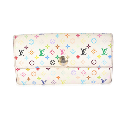 Louis Vuitton x Takashi Murakami White Monogram Multicolore Canvas Sarah Wallet