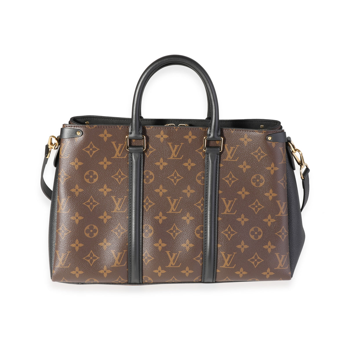 Louis Vuitton Black Leather & Monogram Canvas Soufflot MM