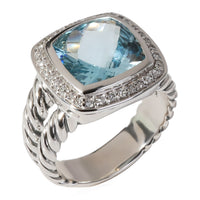 David Yurman Albion Topaz Diamond Ring in Sterling Silver Blue 0.22