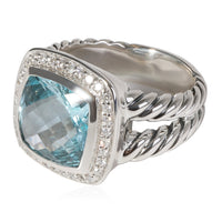 David Yurman Albion Topaz Diamond Ring in Sterling Silver Blue 0.22