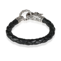 Sterling Silver John Hardy Naga Dragon Bracelet On Black Leather Cord