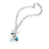 David Yurman Briola Mixed Gemstones Cluster Necklace in  Sterling Silver