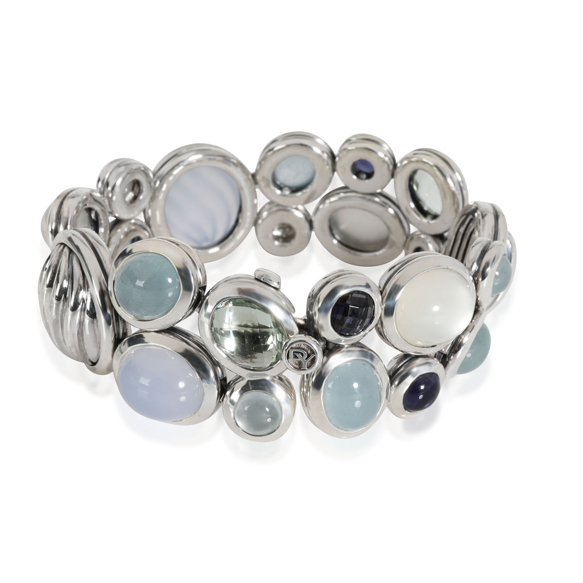 David Yurman Mosaic Mixed Gemstones Bracelet in Sterling Silver 0.20 Ctw Diamond