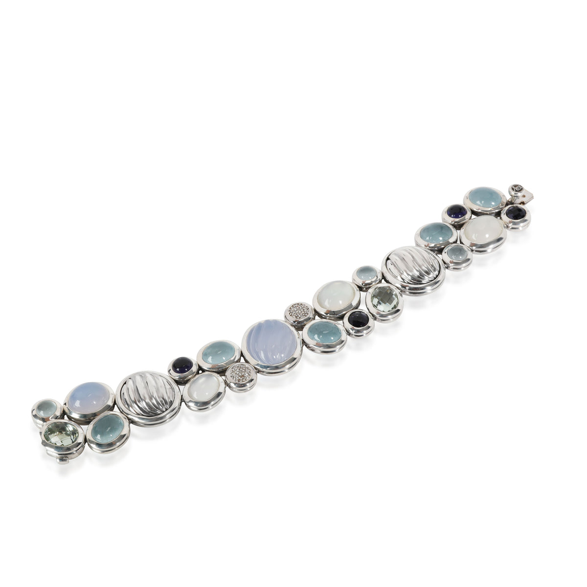 David Yurman Mosaic Mixed Gemstones Bracelet in Sterling Silver 0.20 Ctw Diamond