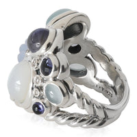 David Yurman Mosaic Ring, Mixed Gemstones in Sterling Silver 0.1 Ctw Diamonds