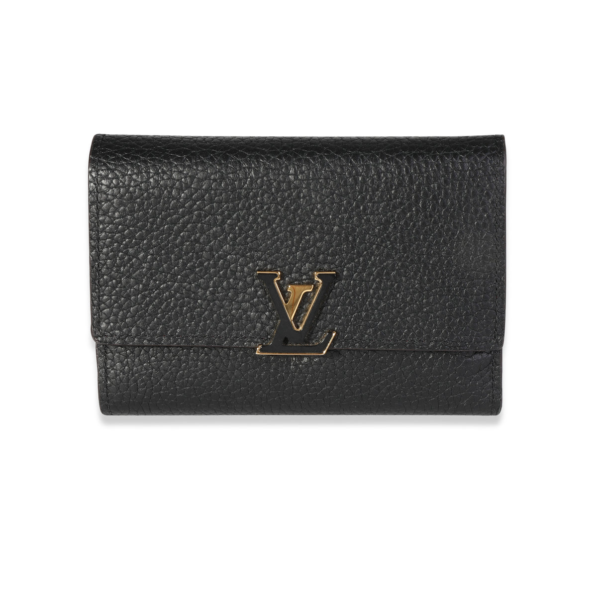 Louis Vuitton Black & Pink Taurillon Leather Capucines Compact Wallet