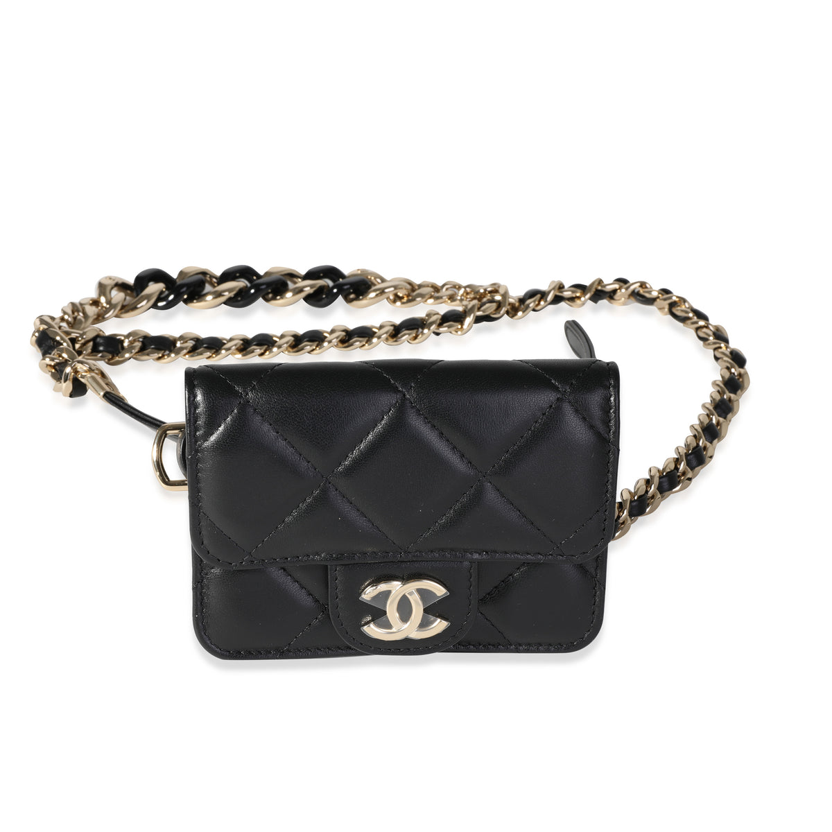 Chanel Black Quilted Lambskin Elegant Chain Belt Bag, myGemma, IT