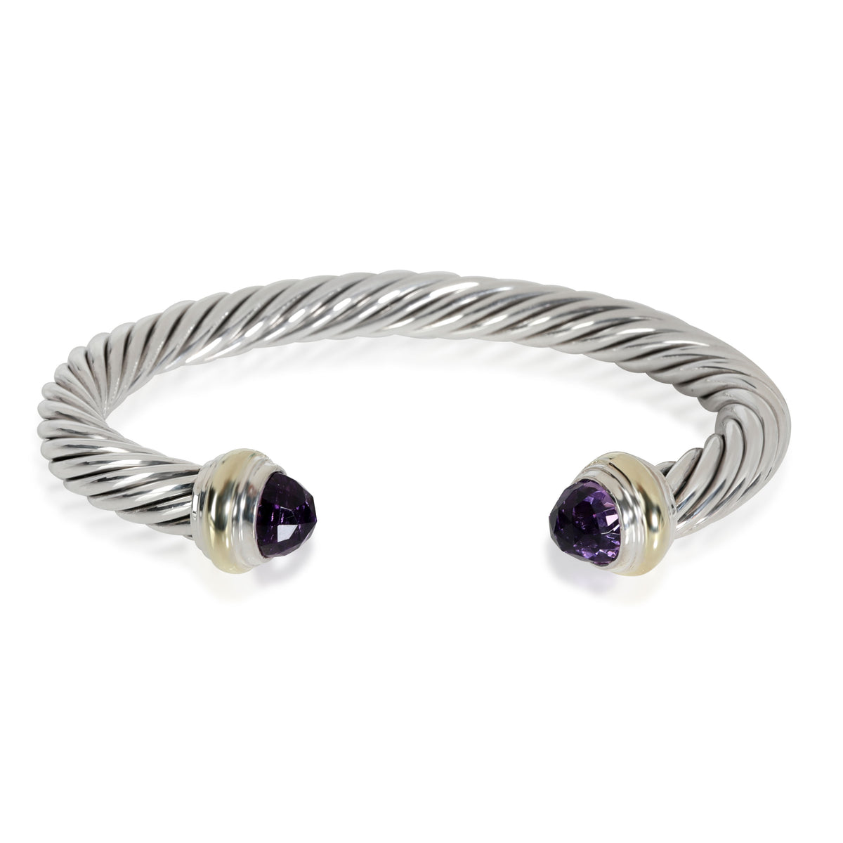 David Yurman Cable Amethyst Bangle in 14K Yellow Gold/Sterling Silver